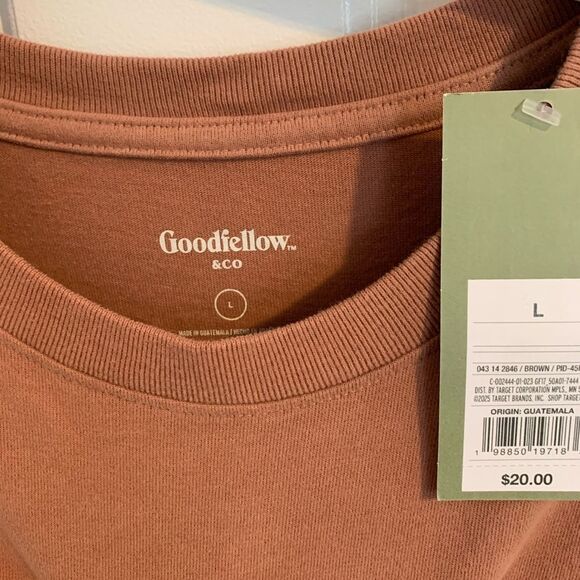 Goodfellow & Co Size Large Men's Tan Long Sleeve Tee Breast Pocket - Picture 2 of 3